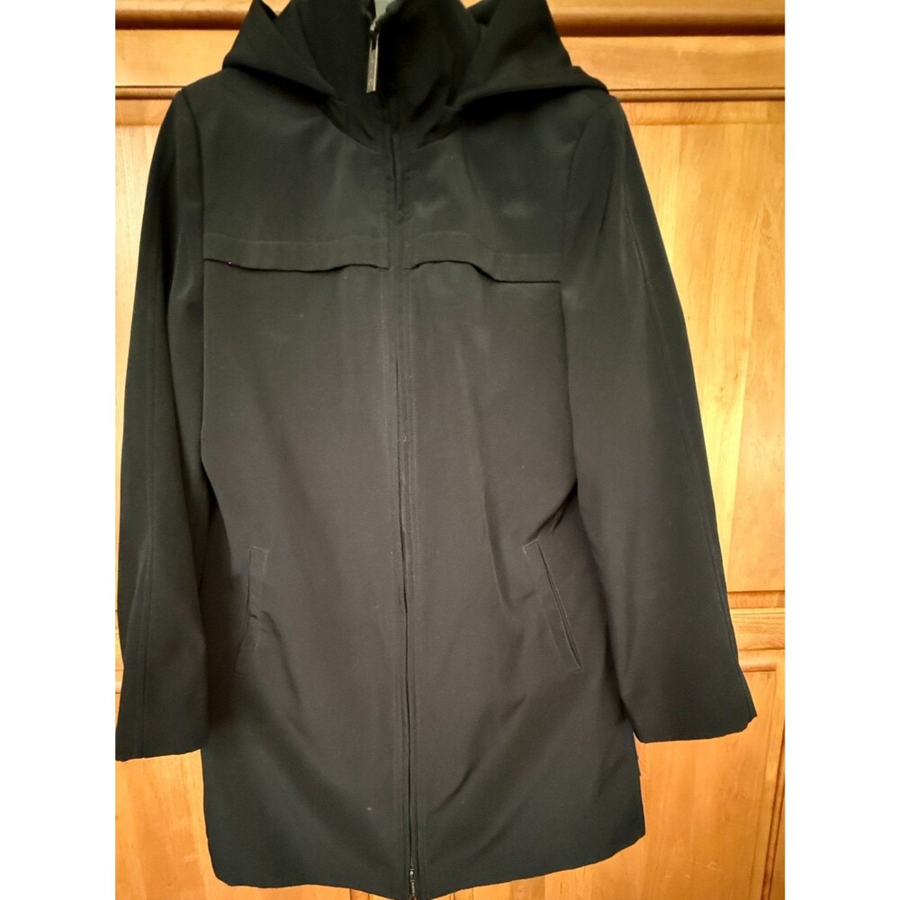 CALVIN KLEIN Black Hooded Trench Rain Coat Jacket Anorak Medium